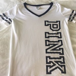 pink victoria secret short sleeved shirt